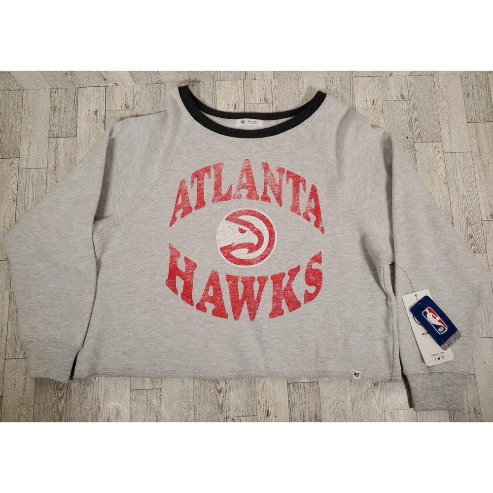 NBA Atlanta Hawks Sweatshirt MEDIUM Womens Crop Gray 47 Brand NEW $70 MSRP